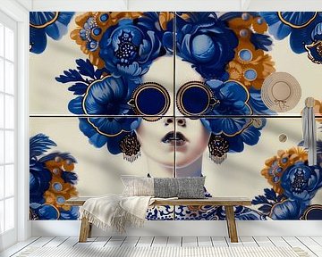 Niederländisches Kachelbild mit hippem Mädchen von Ton Kuijpers