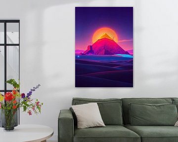 Grote Piramide van Gizeh Neon Zonsondergang van MIROKKU