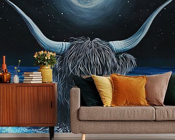 Schottisches Hochlandrind im Meer von Niklas Maximilian