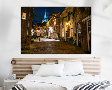 Deventer winteravond straatbeeld met kerstversiering van Sjoerd van der Wal Fotografie