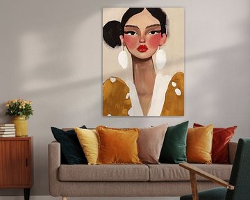 Modern portret in wit, zwart en bruin van Carla Van Iersel