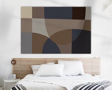 Moderne vormen en lijnen in neutrale kleuren. Bruin, taupe, grijs. van Dina Dankers