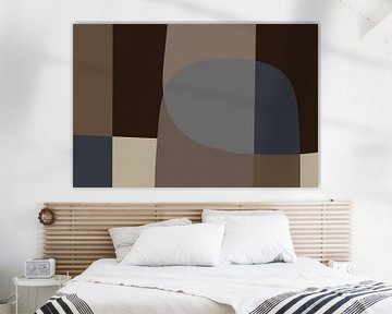 Moderne vormen en lijnen in neutrale kleuren. Donkerbruin, taupe, grijs. van Dina Dankers