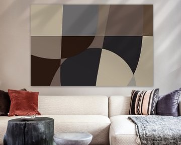Moderne vormen en lijnen in neutrale kleuren. Wit, taupe, grijs, bruin. van Dina Dankers