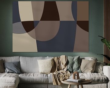 Moderne vormen en lijnen in neutrale kleuren. Warm bruin en grijs. van Dina Dankers