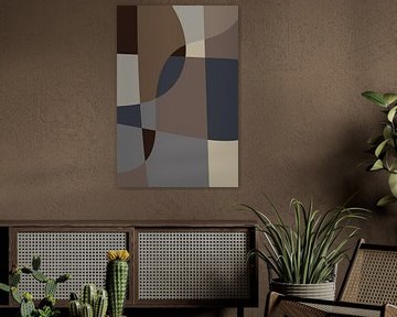 Moderne vormen en lijnen in neutrale kleuren. Bruin, grijs, taupe. van Dina Dankers