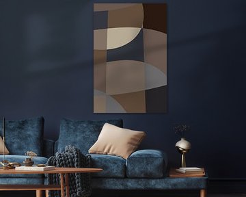 Moderne vormen en lijnen in neutrale kleuren. Bruin, beige, grijsblauw. van Dina Dankers