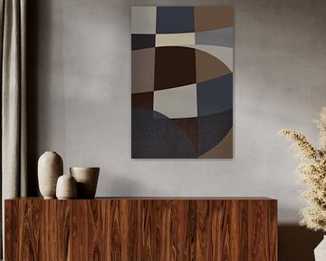 Moderne vormen en lijnen in neutrale kleuren. Blauwgrijs, bruin, taupe. van Dina Dankers