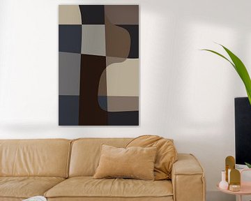 Moderne vormen en lijnen in neutrale kleuren. Bruin, beige, bruin. van Dina Dankers