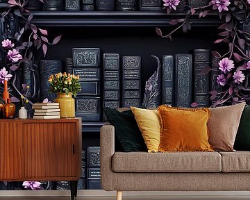 Bibliothek in Schwarz und Lila von haroulita