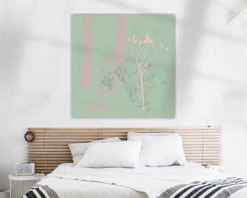 Roze, groene en grijze planten. van Dina Dankers