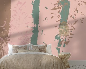 Rosa, braune, grüne Pflanzen. Sanfte und zarte botanische Kunst in Pastellfarben. von Dina Dankers