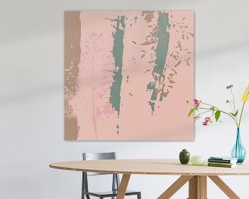 Roze, bruine, groene planten. Zachte en tedere botanische kunst in pasteltinten. van Dina Dankers