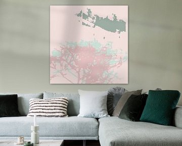 Mintgroen, roze, salie en wit. Zachte en tedere botanische kunst in pasteltinten. van Dina Dankers