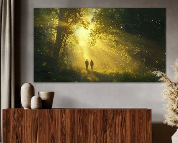 oil painting people in the forest by Egon Zitter