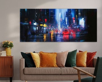 Nightlife in neon colours - urban flair by Poster Art Shop