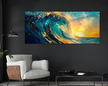 Oceaangolf bij zonsondergang van Poster Art Shop