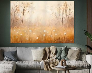 Foggy field with flowers by Poster Art Shop