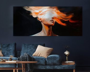 Portrait with flowing hair - Abstract by Poster Art Shop