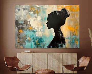 Portrait einer Frau – Abstrakte Farben von Poster Art Shop