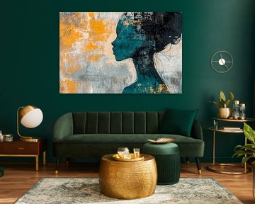 Profile of a woman - minimalist play of colours by Poster Art Shop