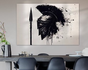 Roman warrior helmet - black and white style by Poster Art Shop