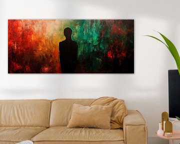 Silhouette in front of a play of colours by Poster Art Shop