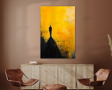 Silhouette against a yellow background by Poster Art Shop