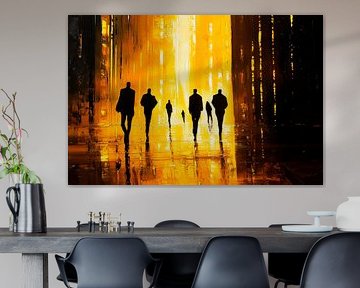 Silhouettes in gold light - Abstract by Poster Art Shop