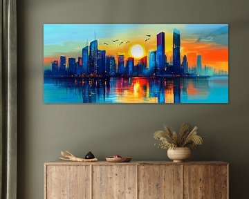 City panorama at sunset by Poster Art Shop