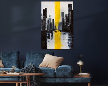 Stedelijke reflectie in zwart en geel van Poster Art Shop