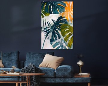 Feuilles tropicales aux couleurs vives sur Poster Art Shop