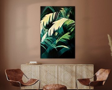 Feuilles de palmier tropicales - Vert élégant sur Poster Art Shop