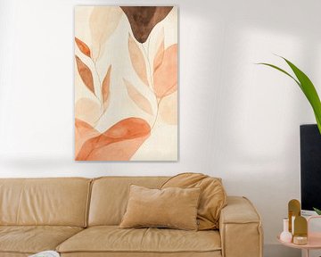 Watercolour painting field with leaves - Gentle tones by Poster Art Shop