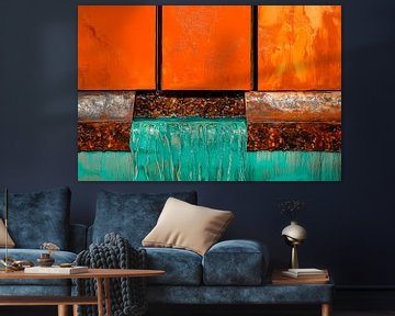 Koperen en blauwe waterval van Poster Art Shop