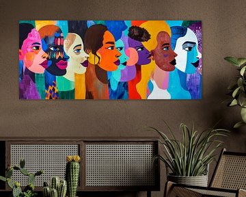 Diversiteit van gezichten - kleurexpressie van Poster Art Shop
