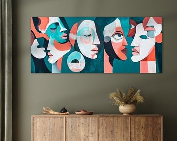 Abstracte gezichten - kleurenspel van emoties van Poster Art Shop