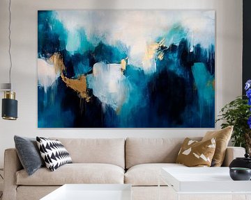 Abstract colour composition in blue gold by Poster Art Shop