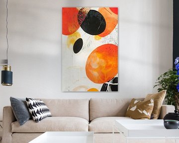 Abstract colour circles in orange and black by Poster Art Shop
