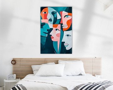 Abstract faces in vivid colours by Poster Art Shop