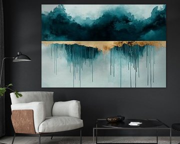 Abstract cloudscape with gold accents by Poster Art Shop