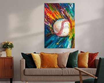 Baseball in an explosion of colour by Poster Art Shop