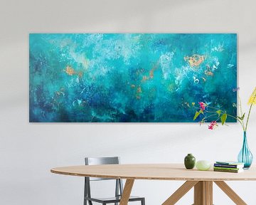 Aquarel zee in blauwgroen - Abstract van Poster Art Shop