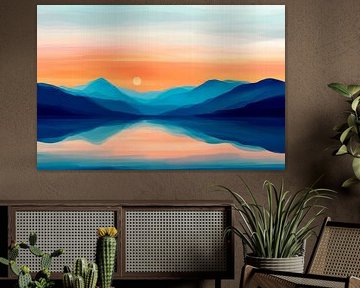 Berglandschap in het avondspel van licht van Poster Art Shop