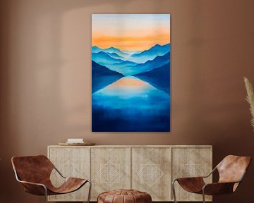 Mountain landscape in the twilight by Poster Art Shop