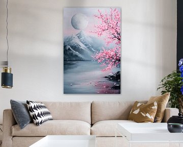 Blossoming cherry blossoms by the lake by Poster Art Shop