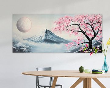 Cherry tree landscape in bloom - dreamlike by Poster Art Shop