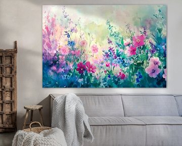 Sea of flowers in soft colours by Poster Art Shop