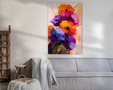 Colourful floral splendour - abstract and lively by Poster Art Shop