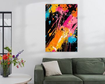 Colourful explosion of colour on black by Poster Art Shop